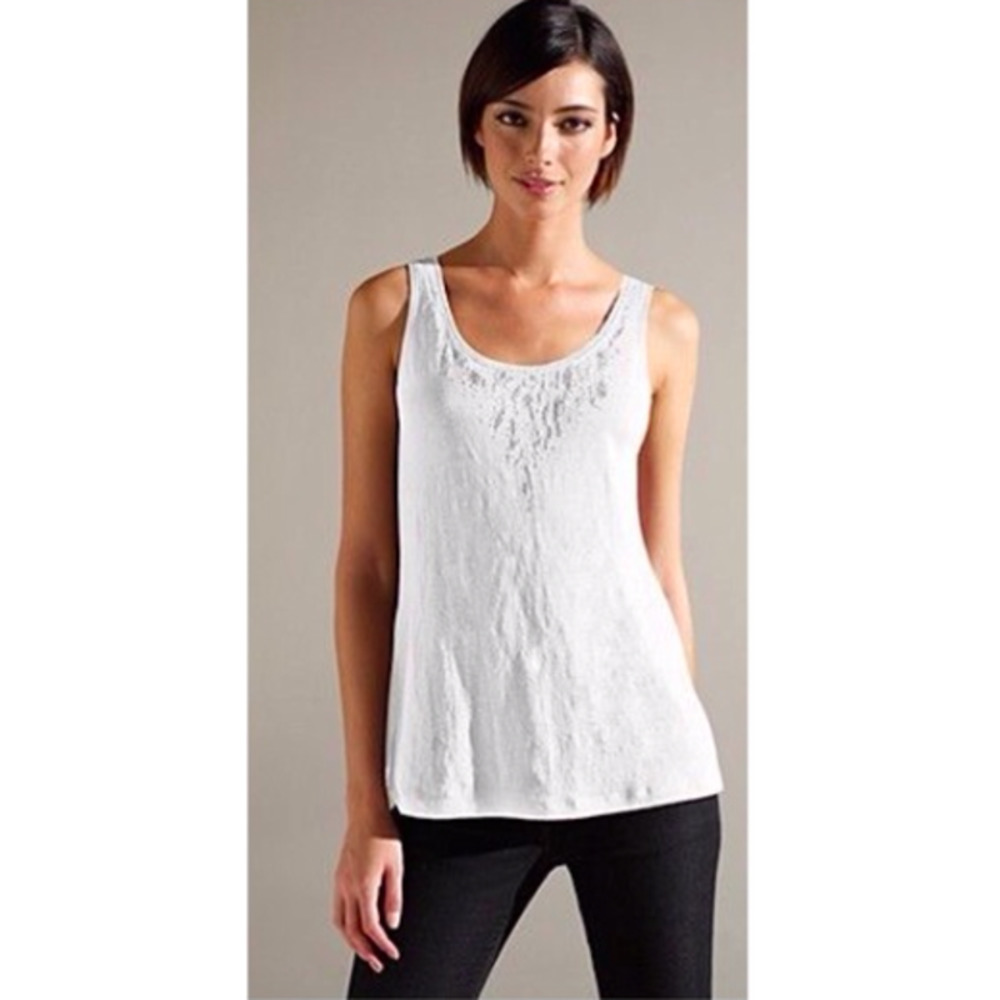 Eileen Fisher White Beaded Tank Size M